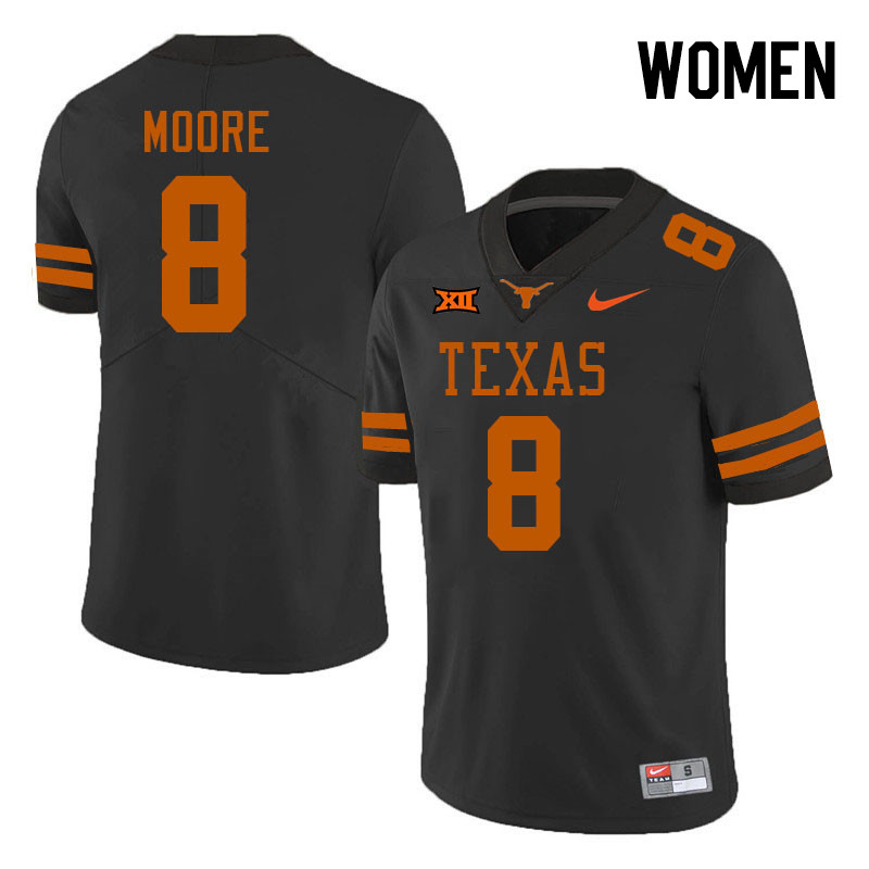 Women #8 Trey Moore Texas Longhorns College Football Jerseys Stitched-Black